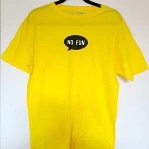 Men's Yellow "No Fun" Graphic Tee - 100% Pre Shrunk Cotton - New Without Tags